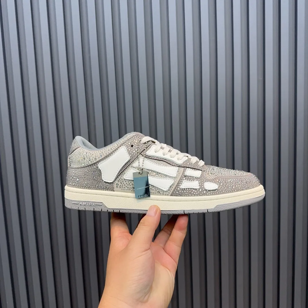 Men's men's shoes 💰600 AMIRI high street sneakers with bone sports shoes, toe layer cowhide upper, upper side bones, hand-stitched, good three-dimensional effect, customized metal LOGO, size 38-45 46